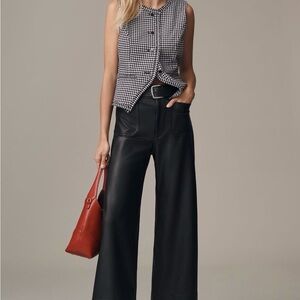 Maeve Faux Leather Wide Leg Cropped Pants